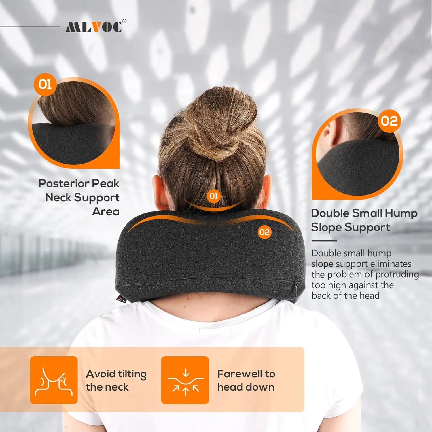 MLVOC Travel Pillow 100 percent Pure Memory Foam Neck Pillow - 71RgACpc93L._AC_SL1500_